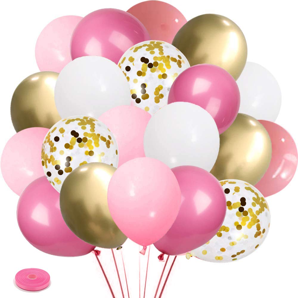Przyjecie pink gold white balloons kit for elegant party decor