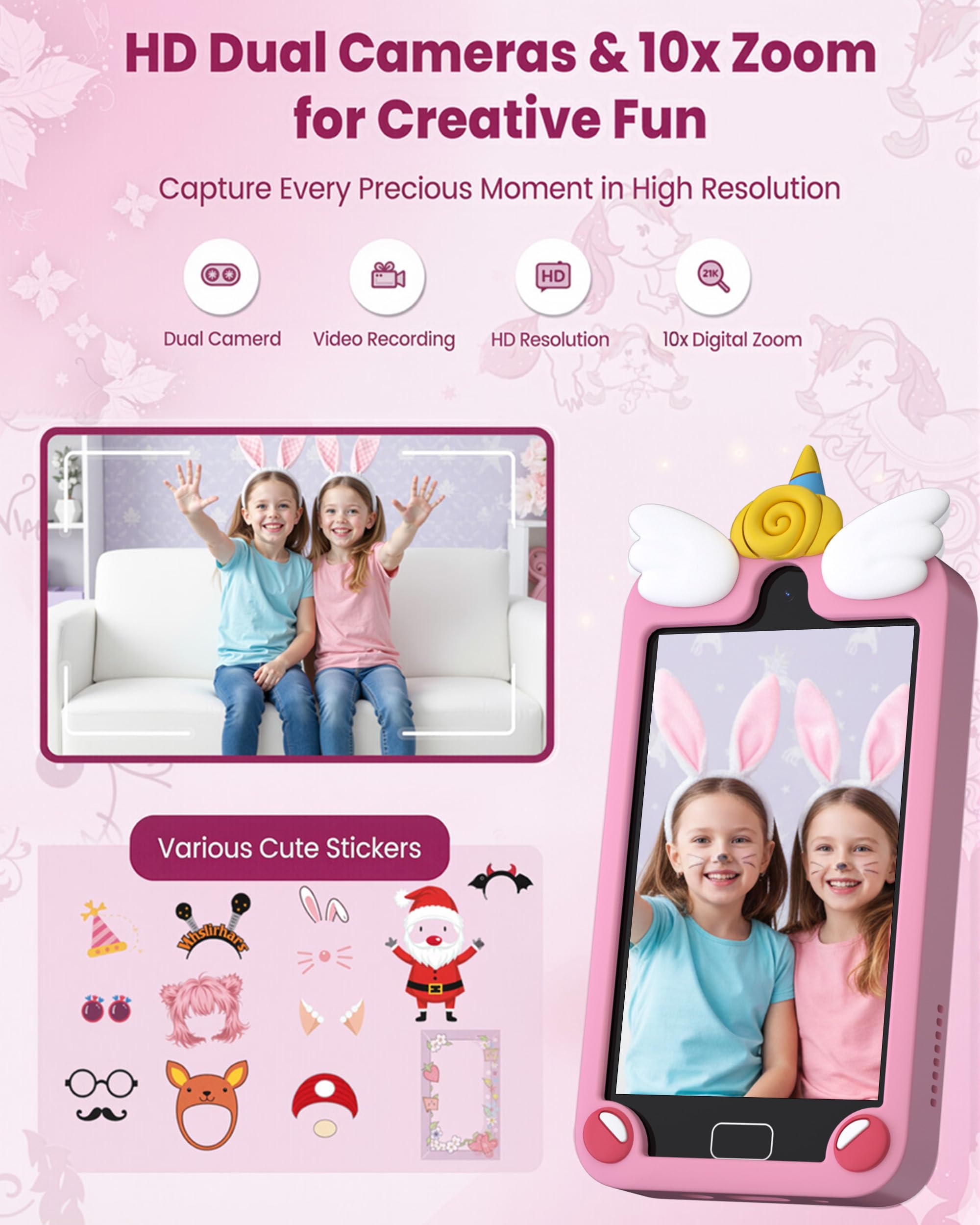 Psalms & Pals Kids Phone silicone case protects during drops.