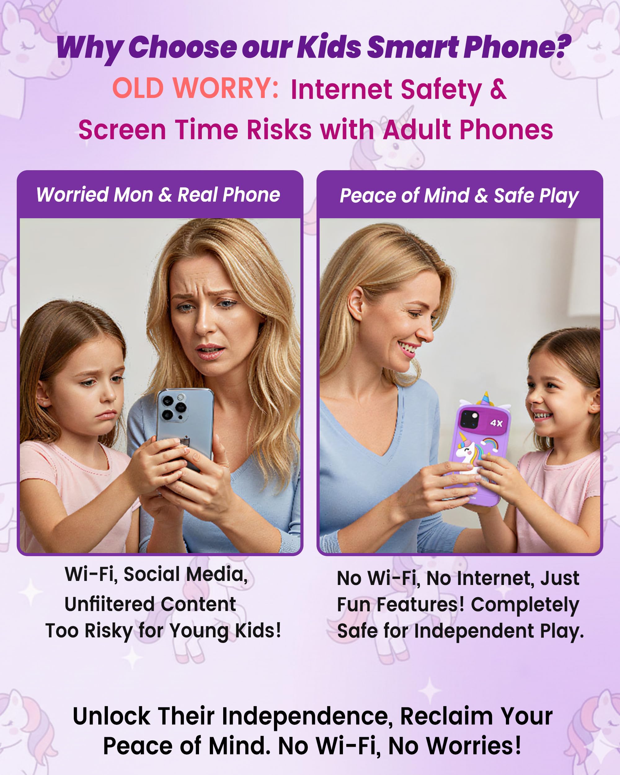Psalms & Pals purple phone with shockproof silicone case protects during drops