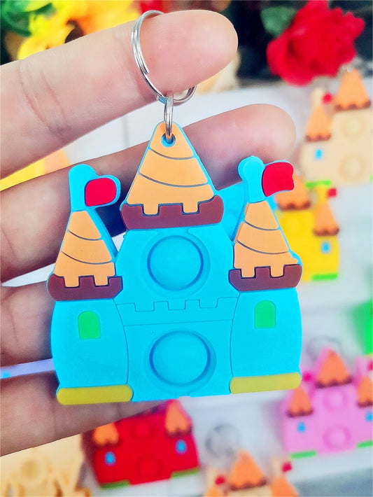 PSDFH mini dreamy castle fidgets on keychain, perfect for travelers and backpacks