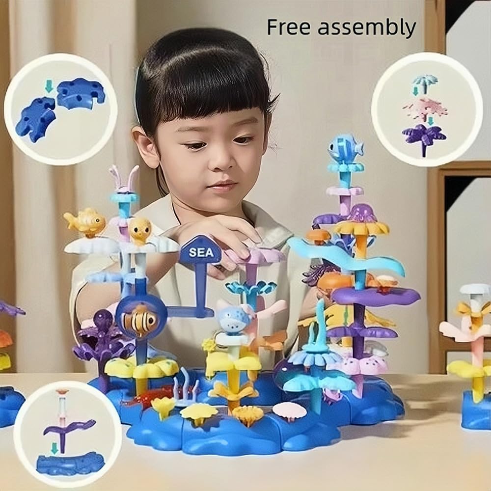 PSDVAYI ocean blocks base and coral assembly for creative building