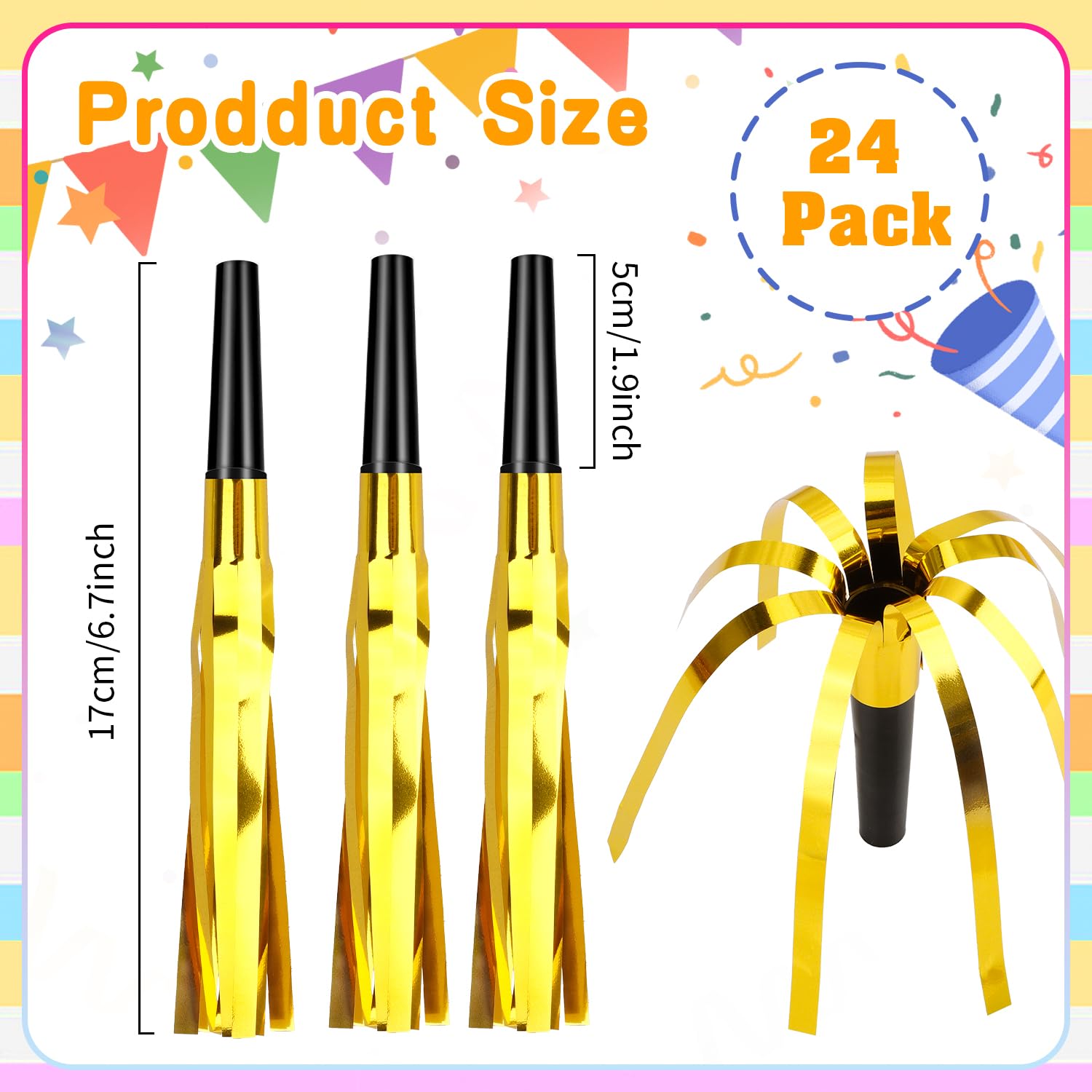 Psxuie gold blowout horn ideal for cheering and photos at events
