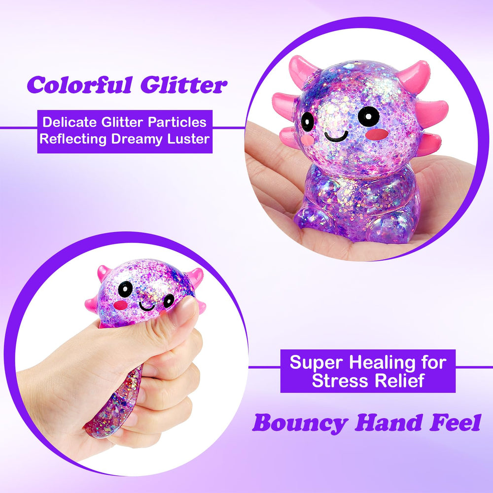 Ptdumyjua squishy axolotl stress ball in orange provides tactile relief on the go.