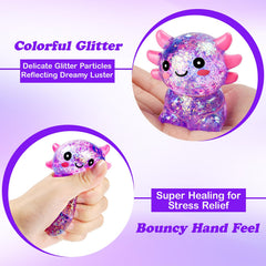 Ptdumyjua squishy axolotl stress ball in orange provides tactile relief on the go.