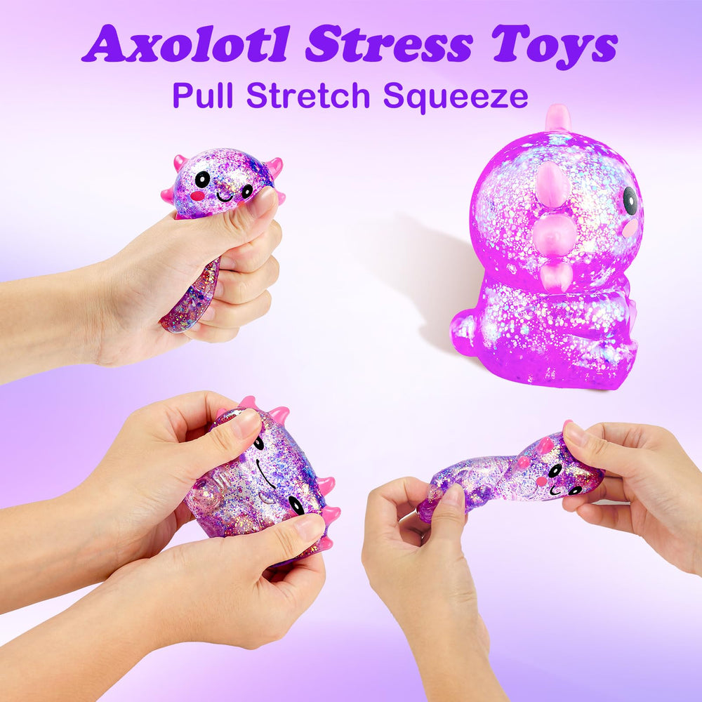 Ptdumyjua squishy axolotl stress ball in pink offers soft squeeze relief during work.