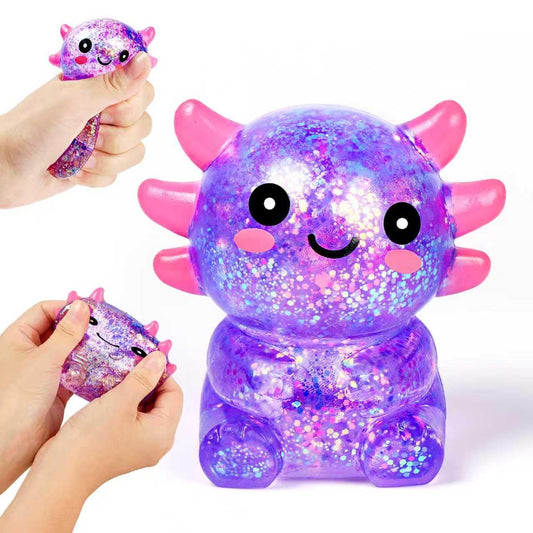 Ptdumyjua squishy axolotl stress ball in purple for calm, playful tactile fun.