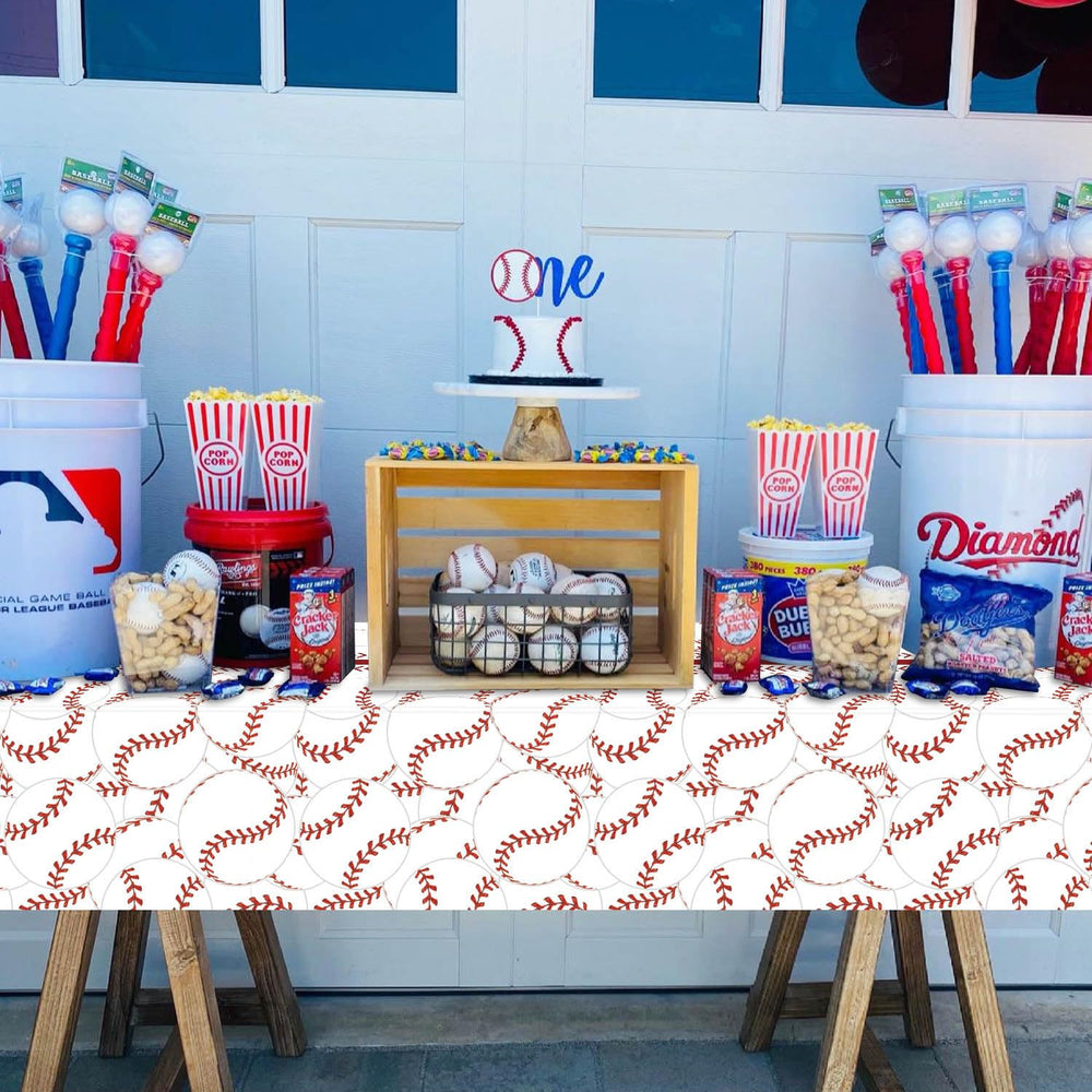 PTECDROTS 2-pack baseball tablecloths ready for quick decorating.