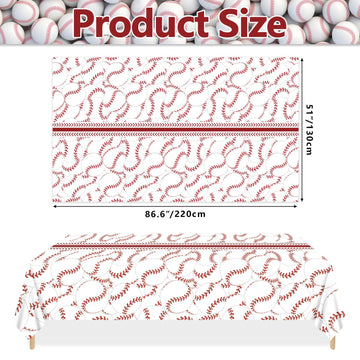 PTECDROTS baseball tablecloth pattern close-up highlights the vivid baseball design for themed events.