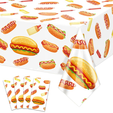 PTECDROTS hot-dog tablecloths 4pc, 130x220cm; protects tables during celebrations.