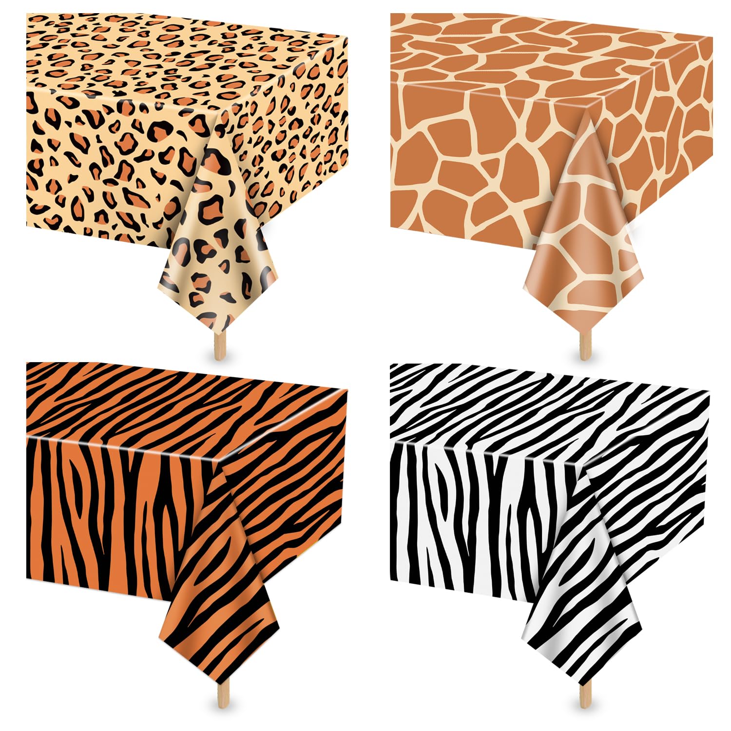 PTECDROTS leopard print tablecloth enhances jungle party decor while protecting surfaces.