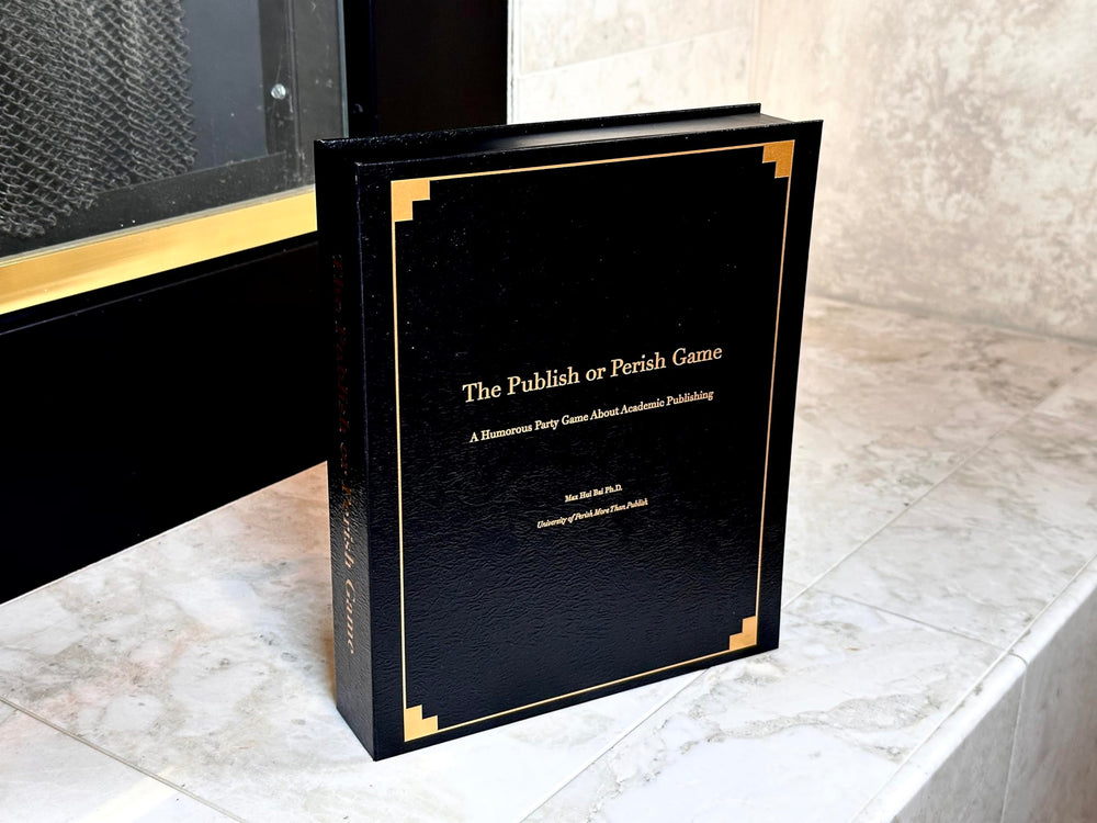 Publish or Perish Game table-setup captures the social energy of a lively study night.