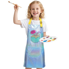 PUBMIND Kids Apron Blue with Pocket keeps clothes clean while cooking and crafting.