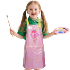PUBMIND pink kids apron front view highlighting the vibrant color and fabric quality