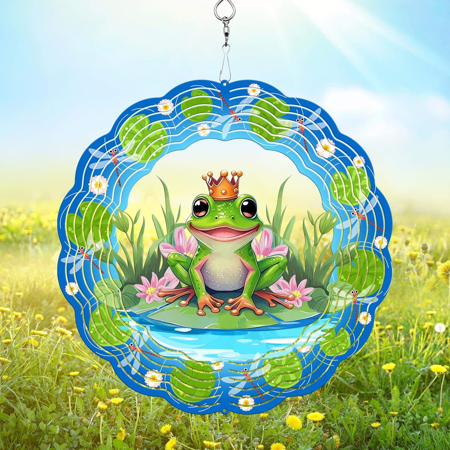 PUCPAM Frog Wind Spinner with vibrant 3D frog design for garden decor