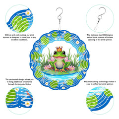 PUCPAM Frog Wind Spinner hanging with 360 degree hook for easy setup