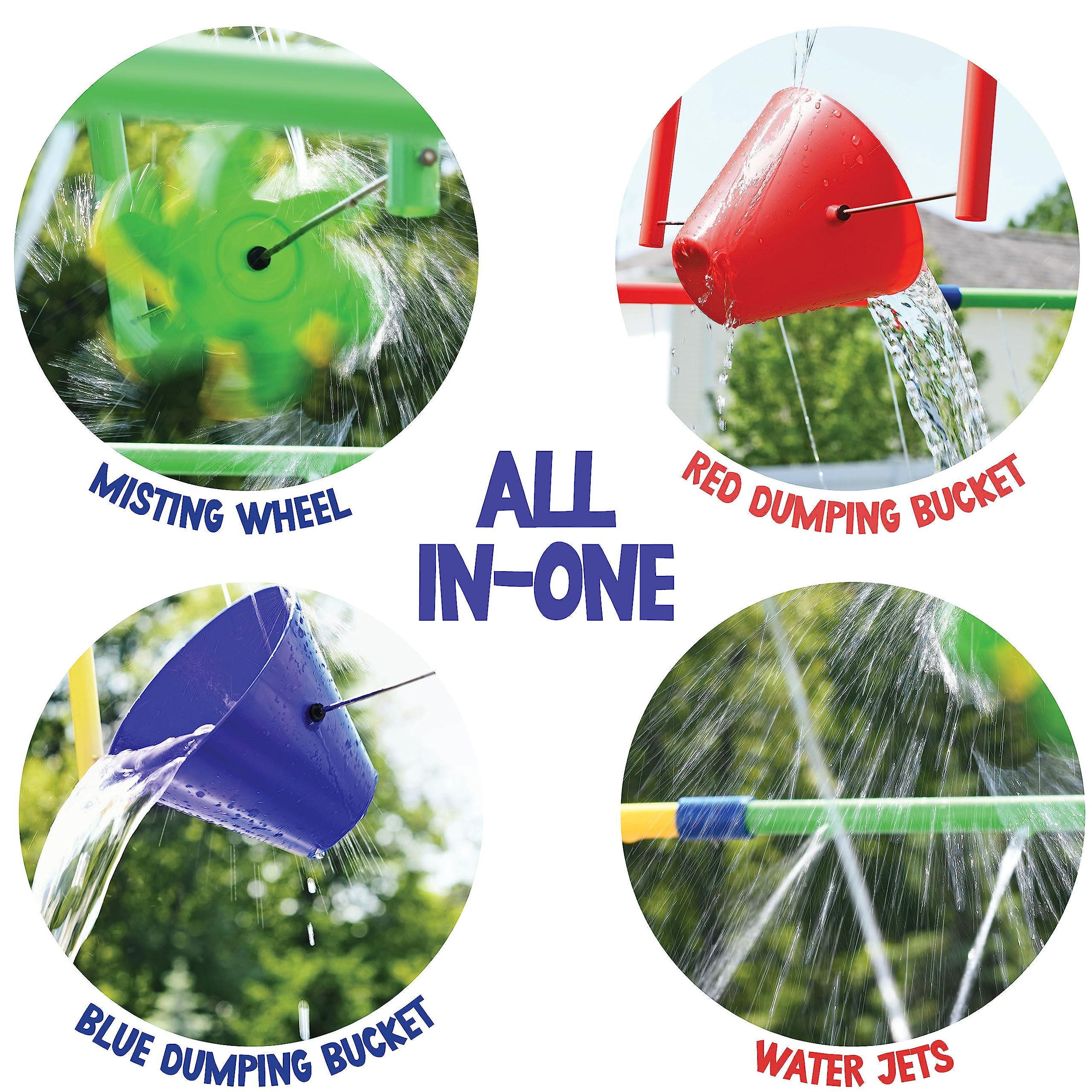 Puddle Splashers Backyard Setup shows quick 30-minute assembly for fun.