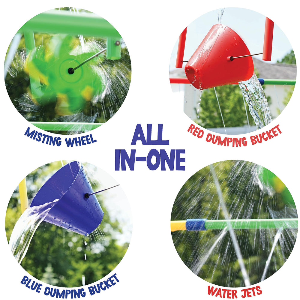 Puddle Splashers Backyard Setup shows quick 30-minute assembly for fun.