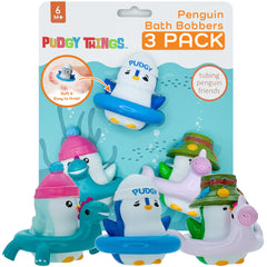 Pudgy Things penguin bath bobbers in a three-piece set for playful bath time.