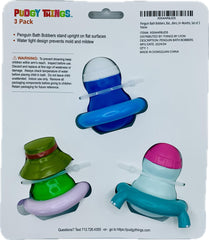 Pudgy Things three penguins in tubes encourage imaginative bath-time play.