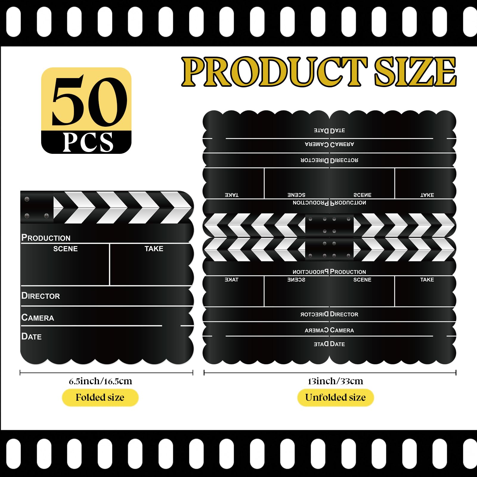 PUEVENYI napkins with clapboard pattern enhance film-themed party decor