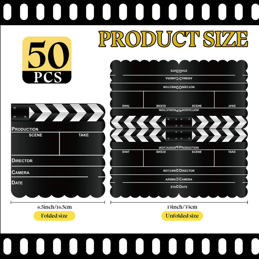 PUEVENYI napkins with clapboard pattern enhance film-themed party decor
