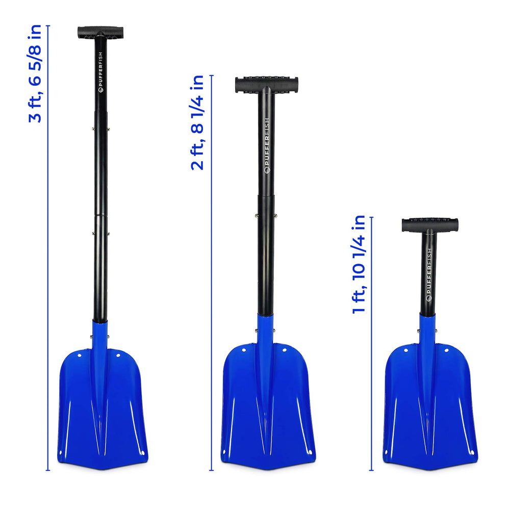 PUFFERFISH lightweight aluminum shovel enables easy handling during long beach sessions.