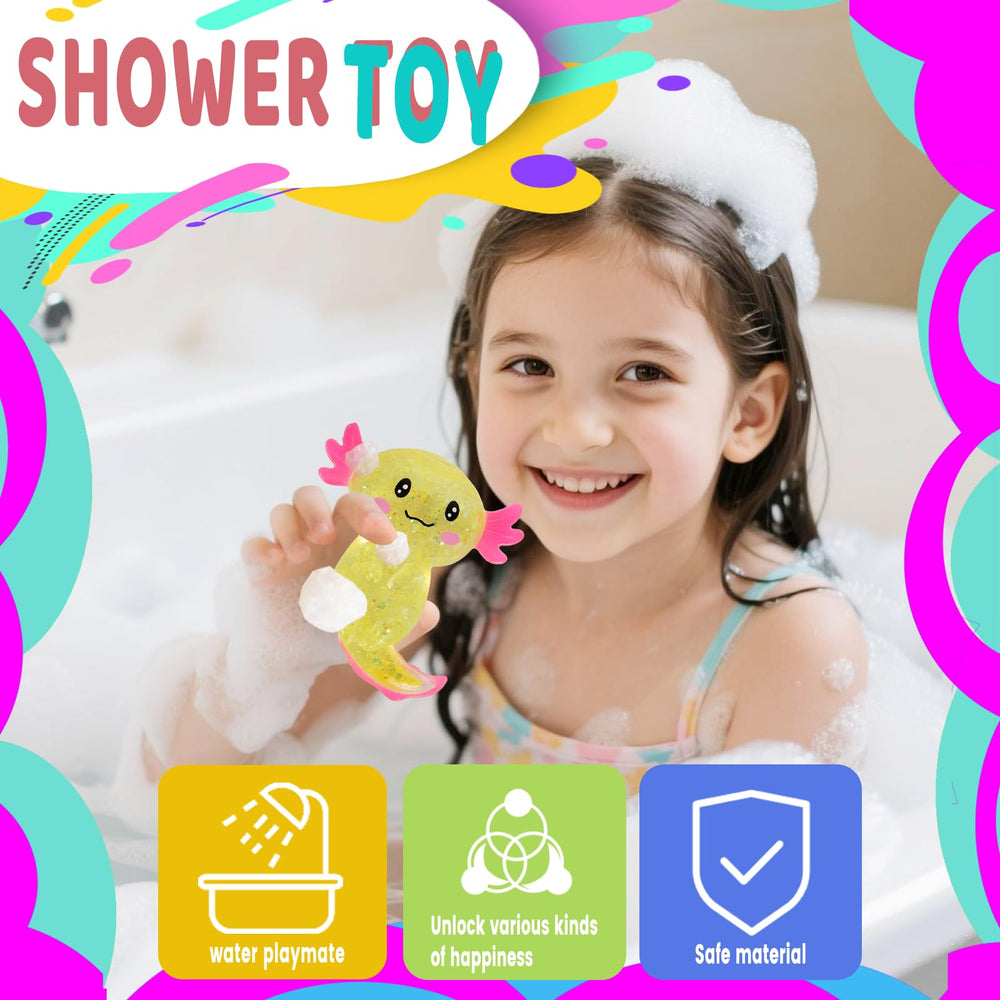 Puffwize Axolotl glitter toy portable pocket-size for on-the-go relaxation.