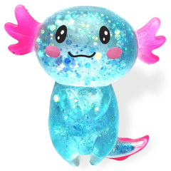 Puffwize Axolotl Squishy Blue front view, calming sensory toy.