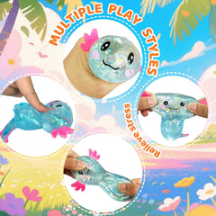 Puffwize Axolotl Squishy Blue close-up glitter finish supports focus sessions.