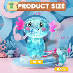Puffwize Axolotl squishy toy color variants with bright visuals