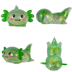 Puffwize Axolotl squishy toy desk-use shown during work or study breaks.
