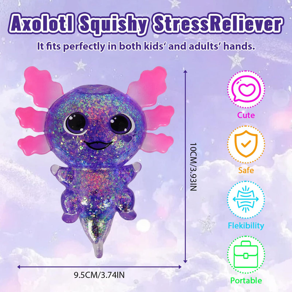 Puffwize Axolotl Squishy Toy handheld size for pocket portability.