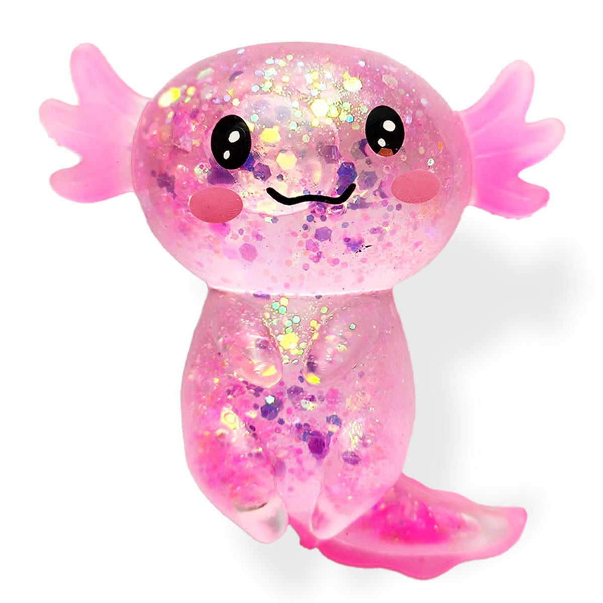 Puffwize Axolotl squishy toy pink closeup for stress relief and focus