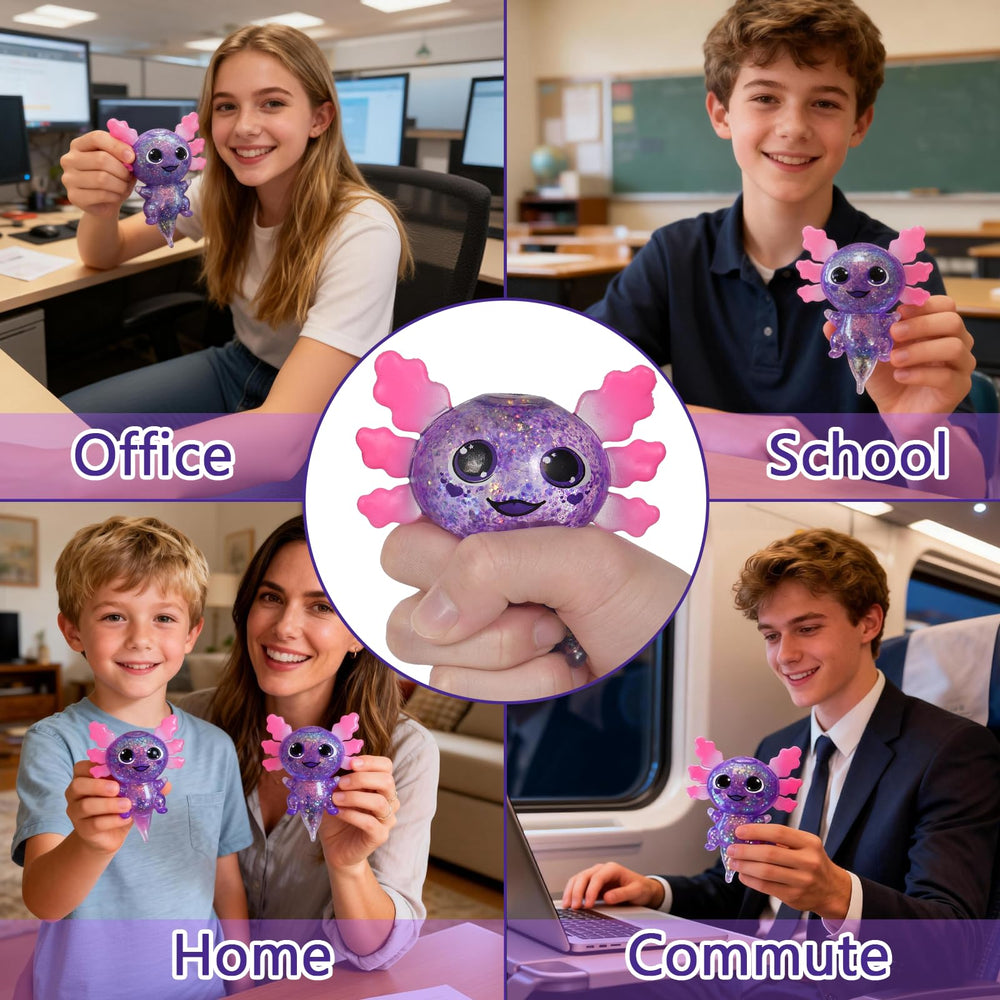 Puffwize Axolotl Squishy Toy purple color for engaging tactile play.