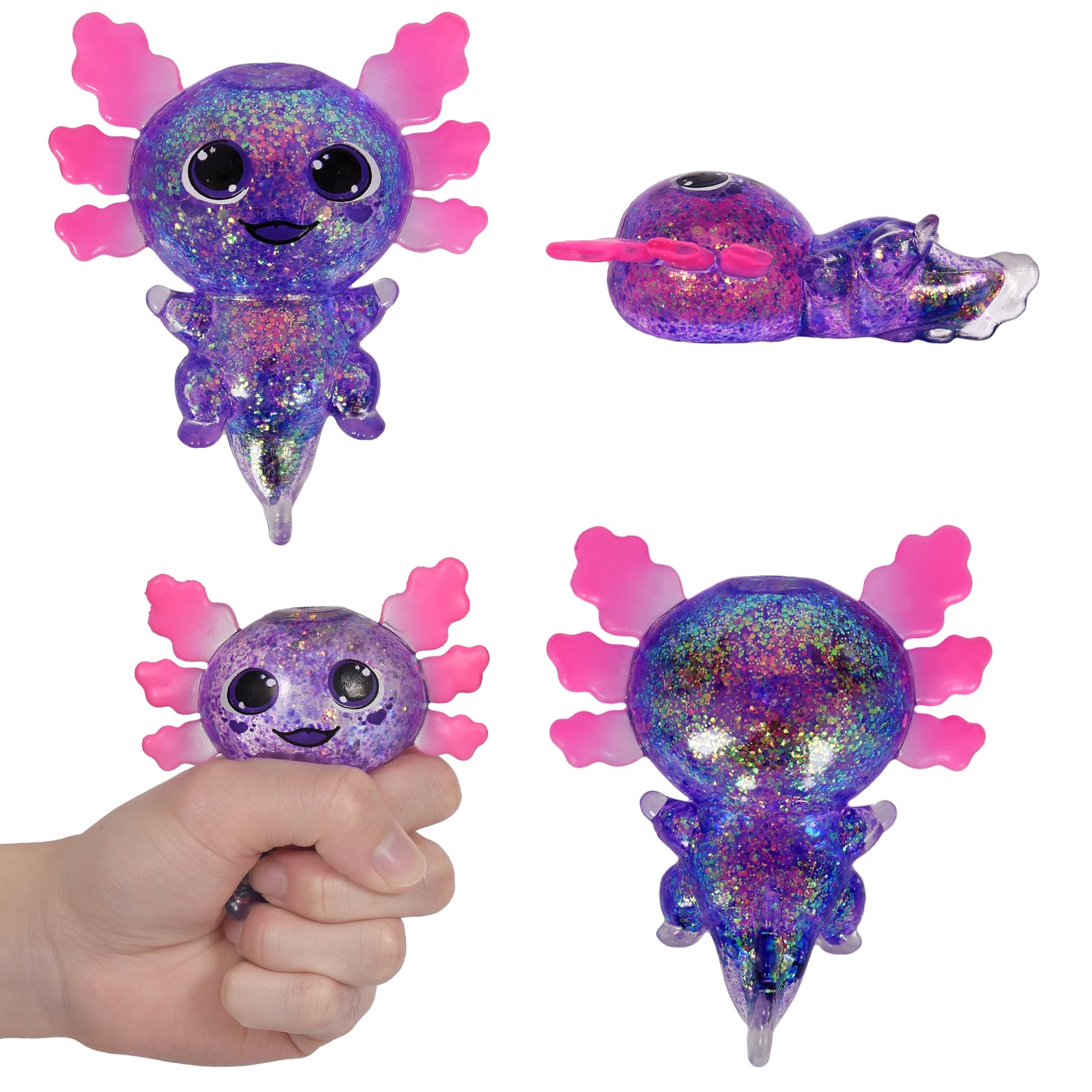 Puffwize Axolotl Squishy Toy in-use scenario for desk or bag.