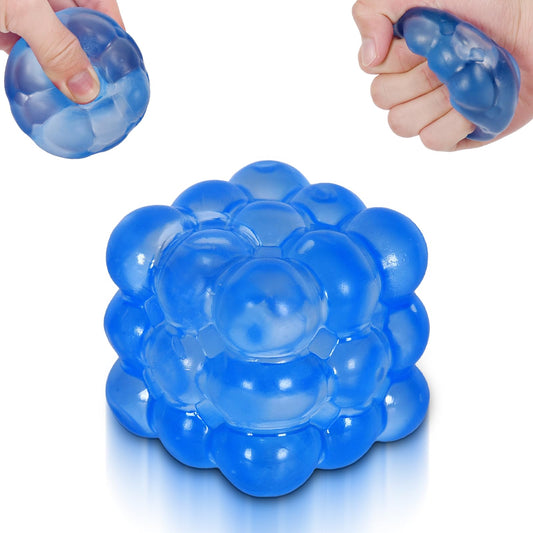 Puffwize Ice Cube Squishy Blue closeup showcasing soothing tactile feel for anxiety relief and focus.