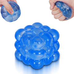 Puffwize Ice Cube Squishy Blue closeup showcasing soothing tactile feel for anxiety relief and focus.
