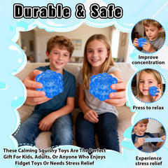 Puffwize Ice Cube Squishy Blue office setting as a desk companion for quick stress relief.