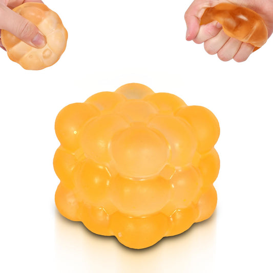 Puffwize Ice Cube Squishy Toy yellow hand-held focus tool for study