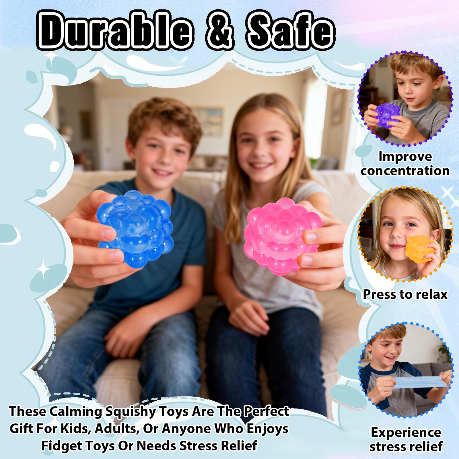 Puffwize irregular blocks stress cube multicolor, appealing for kids and adults.