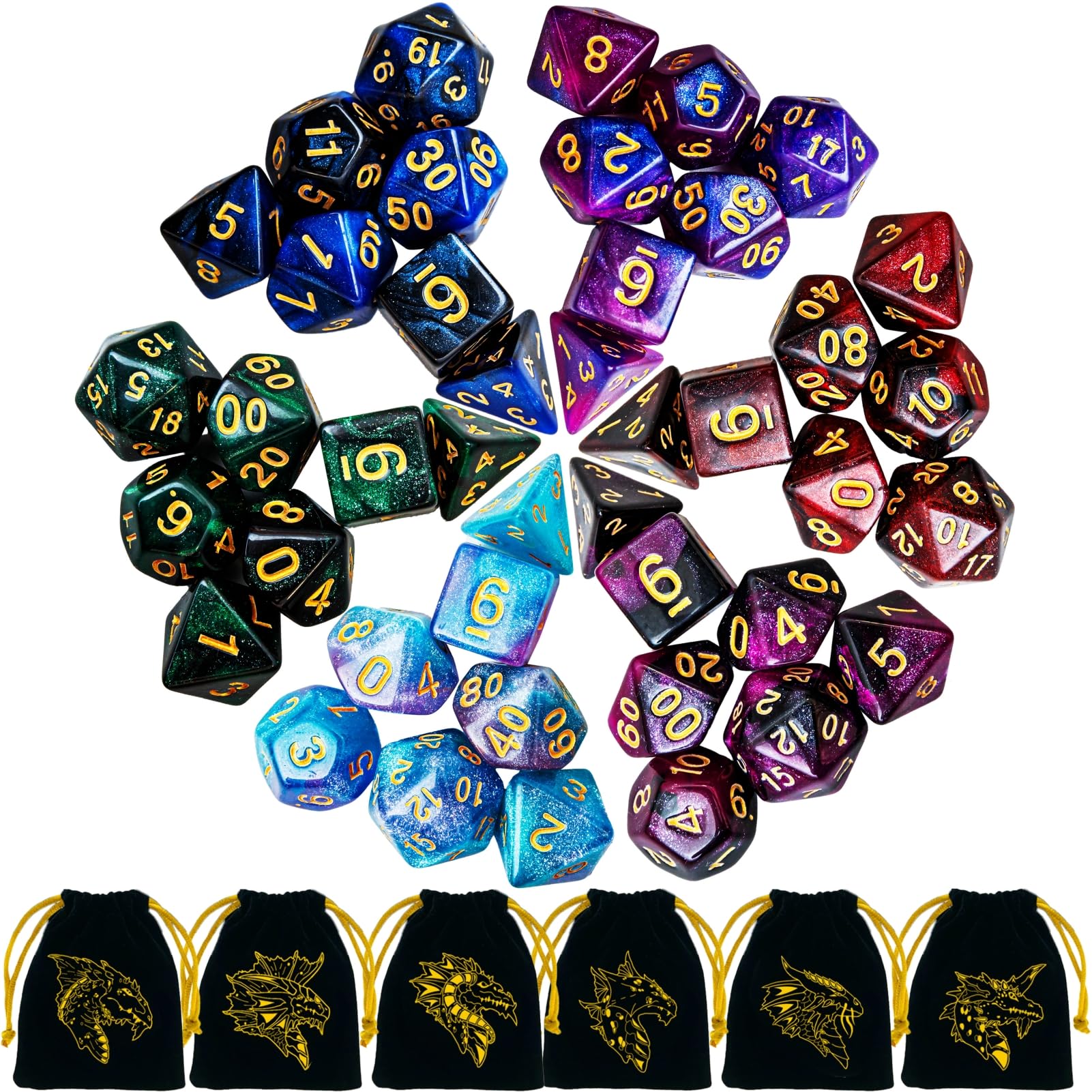 PUGED DND dice close-up illustrating precise shapes of a d4 die.