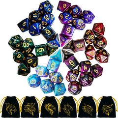 PUGED DND dice close-up illustrating precise shapes of a d4 die.