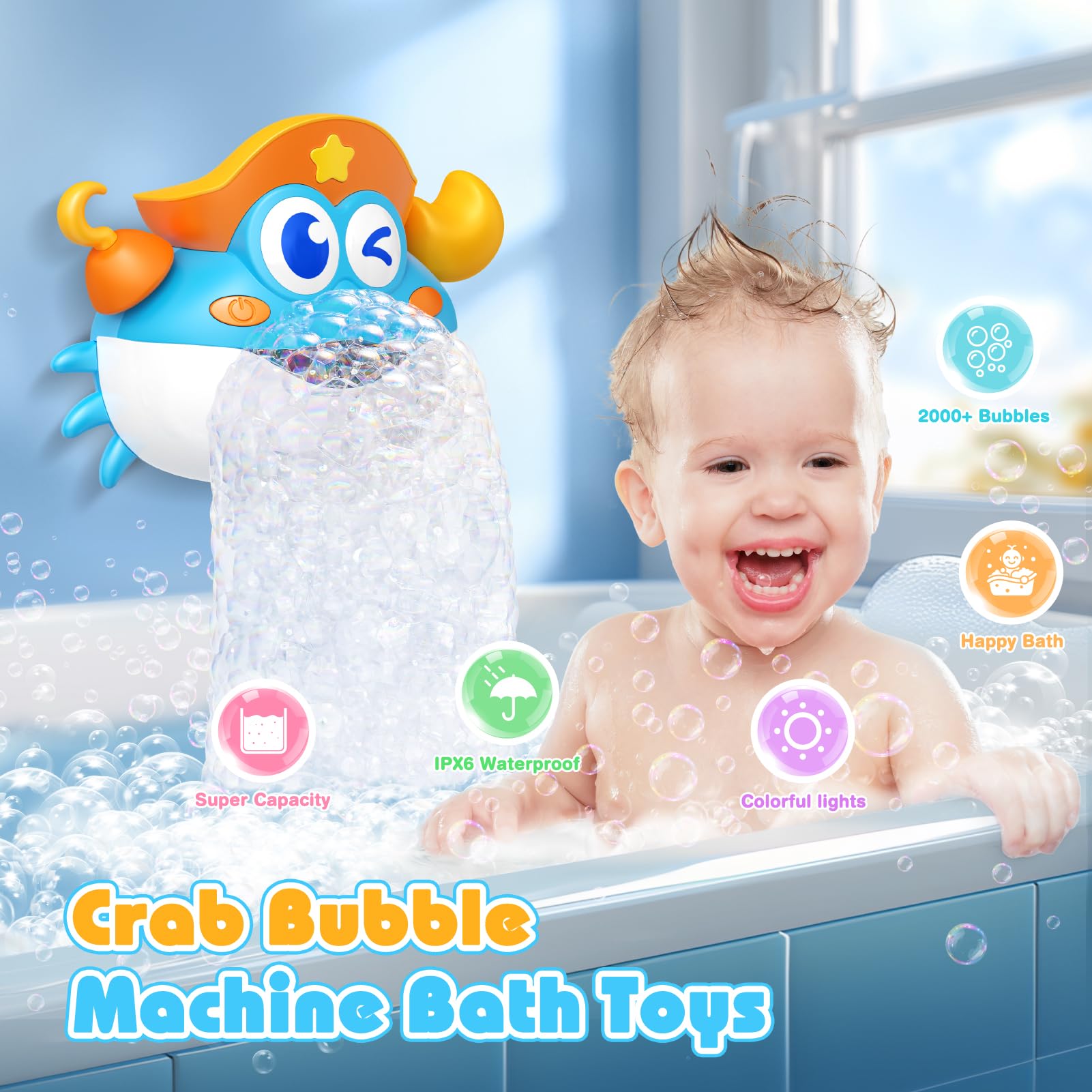 Puidapo LED-bubble-show bath toy lights up colorful bubbles.