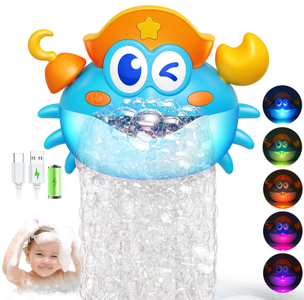 Puidapo rechargeable crab bath toy with light-up bubbles for engaging baths.