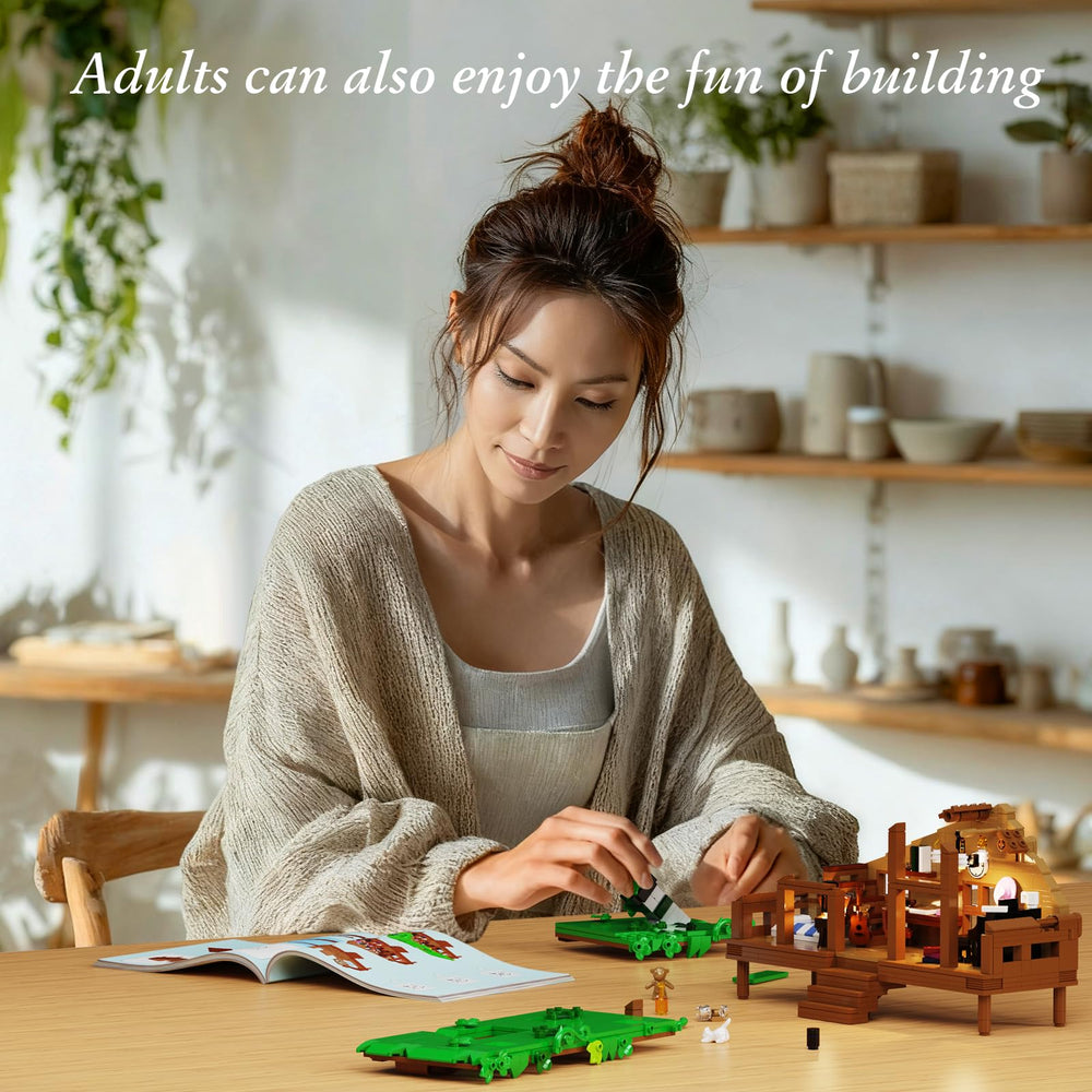 PUIOSYMG Folk Cabin compact size fits shelves and desks.