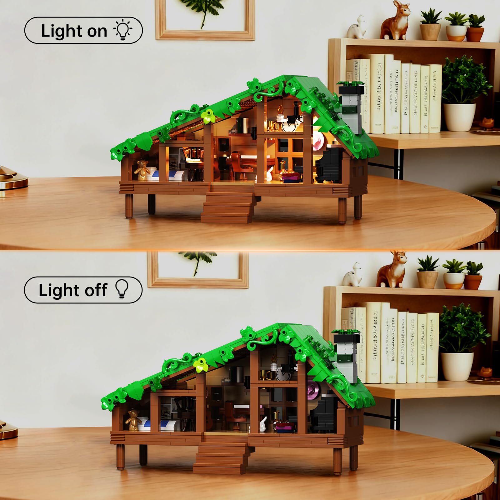 PUIOSYMG Folk Cabin warm lighting creates cozy ambience.