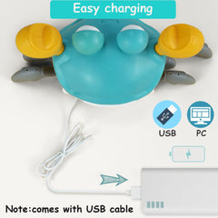PULASIDO crab toy with USB charging for easy, on-the-go recharging.
