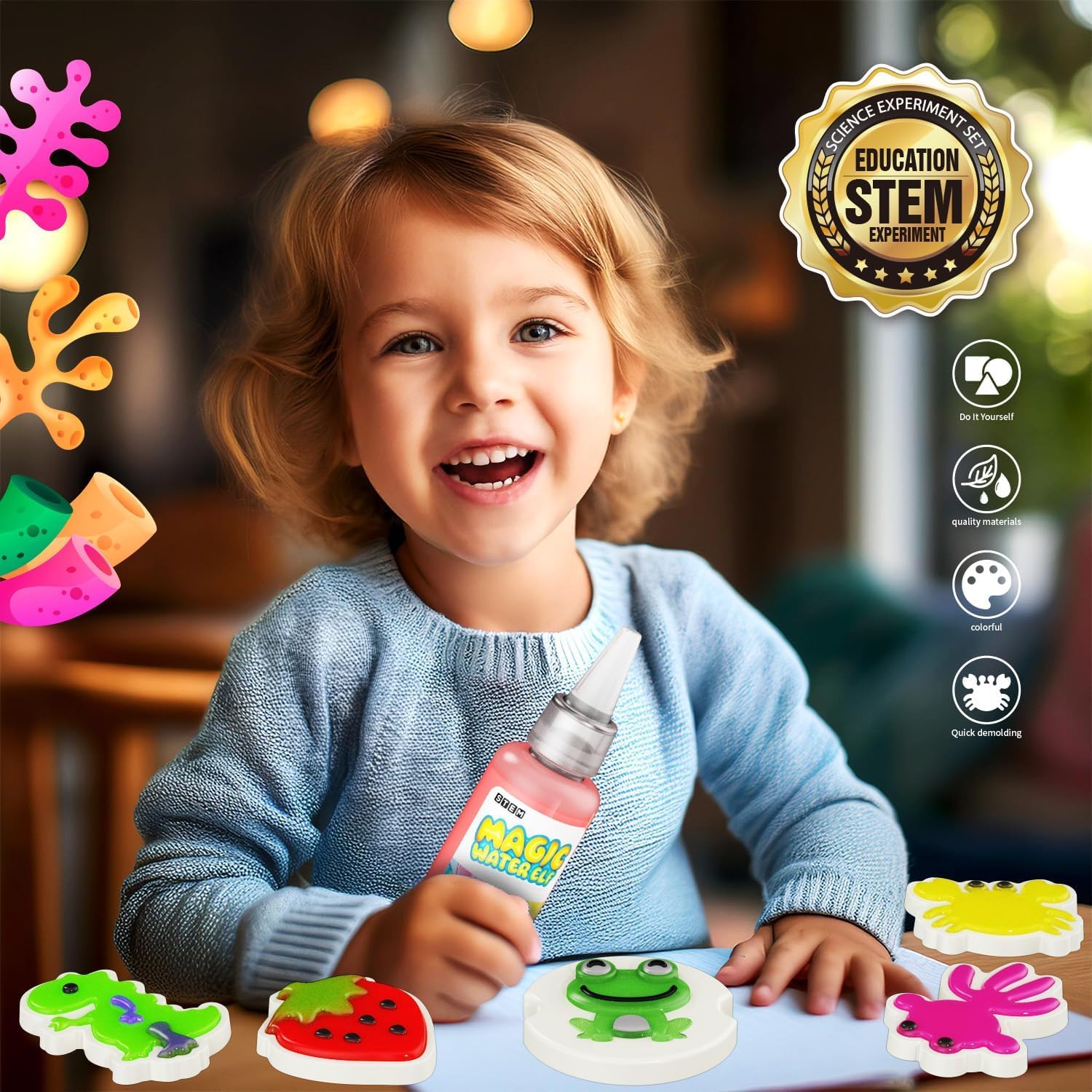 Durable storage organizer keeps colors tidy between playtimes.