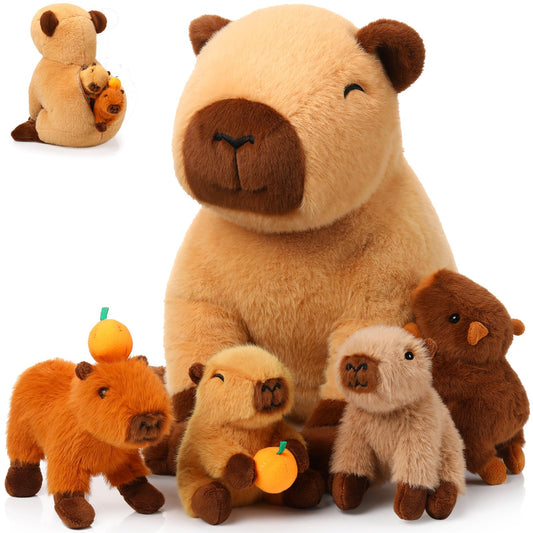 PullCrease capybara mommy 15.75 inch front view, perfect for cozy hugs.