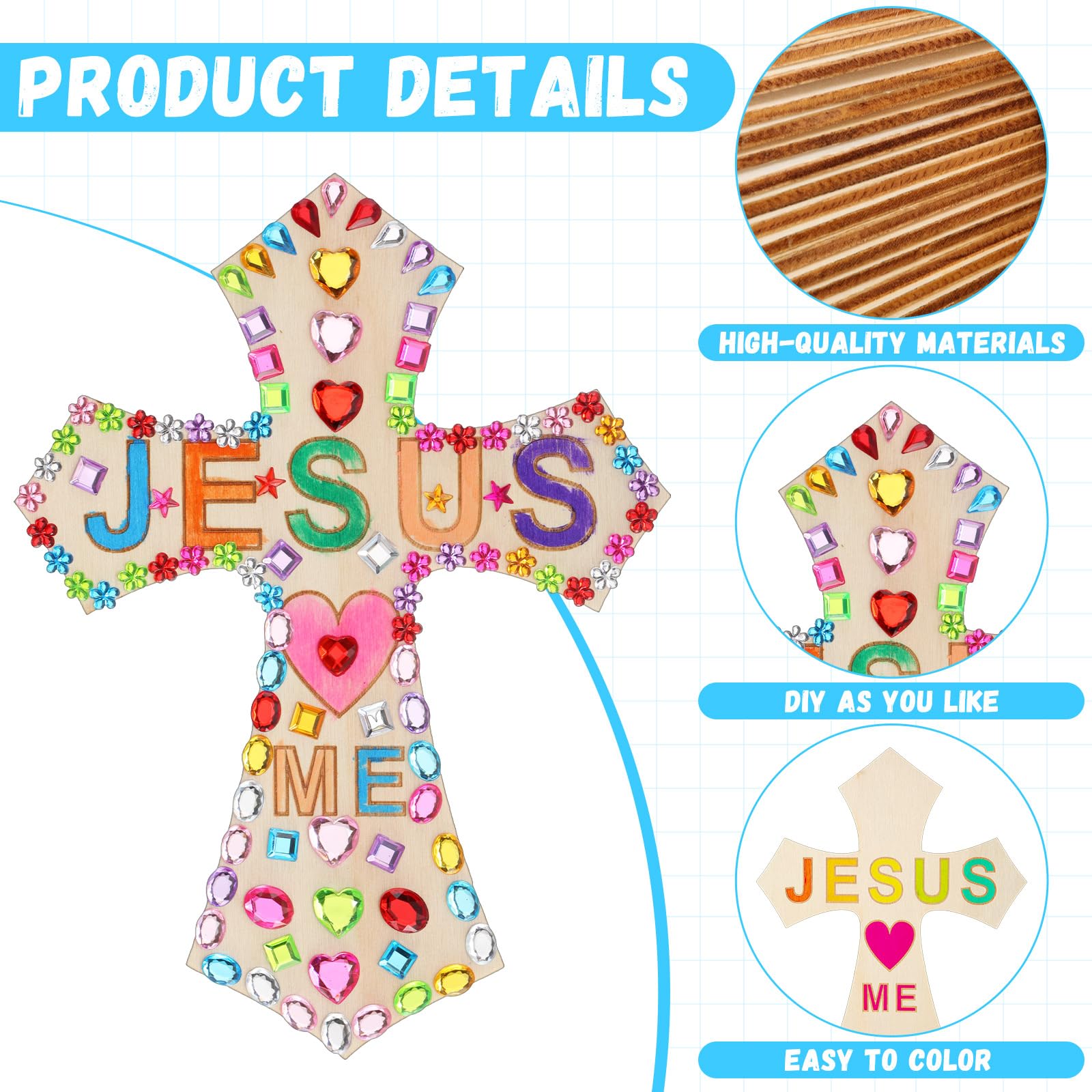 PullCrease 12-pack cross stickers for added texture in crafts